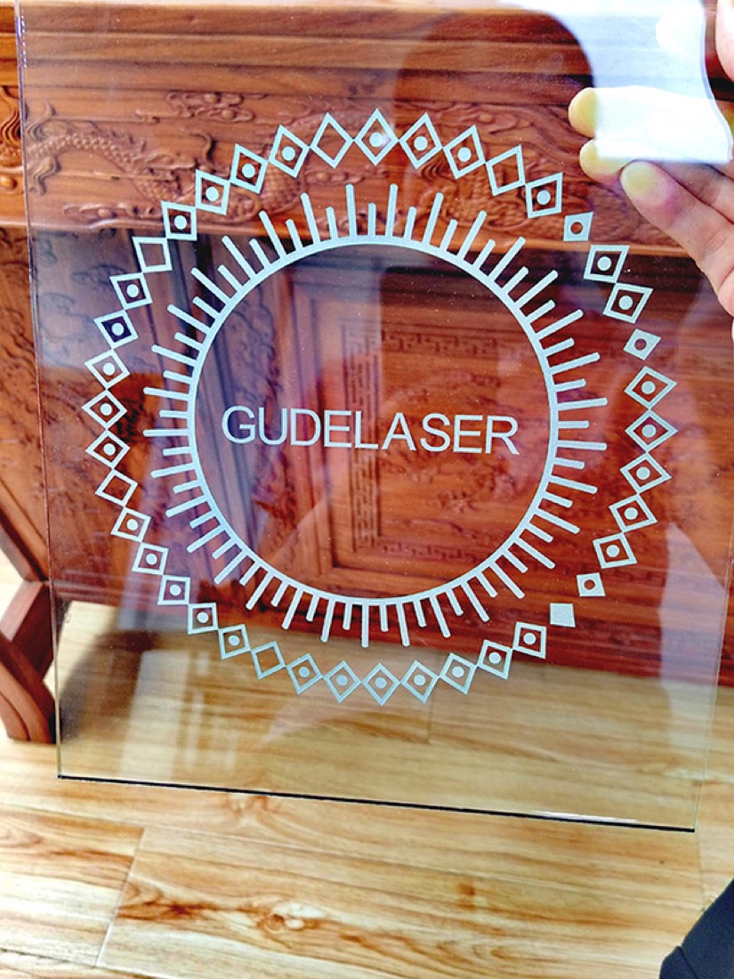 Laser-processed glass sample produced on a Gudetech machine